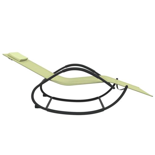 Люлеещ се шезлонг, кремав, стомана и textilene