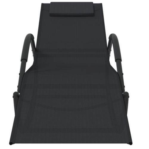 Люлеещи шезлонги, 2 бр, черни, стомана и textilene