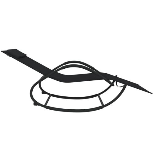 Люлеещи шезлонги, 2 бр, черни, стомана и textilene