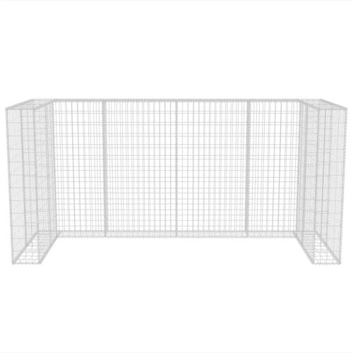 Габионна ограда за три кофи за смет, стомана, 250x100x120 cм