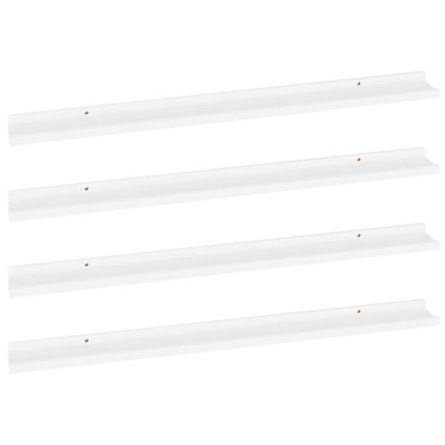 Стенни рафтове, 4 бр, бели, 100x9x3 см
