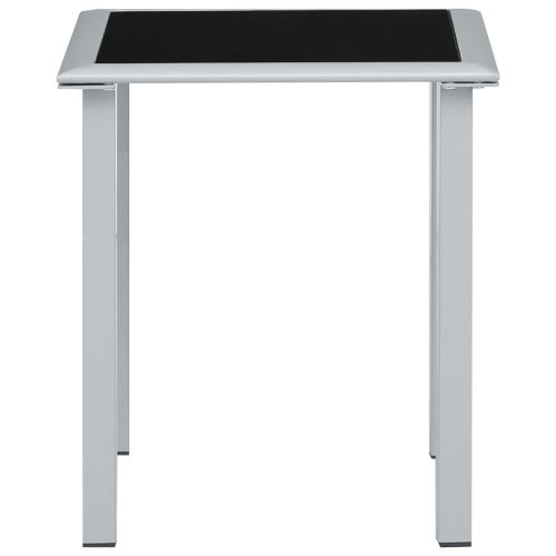 310541 Garden Table Black and Silver 41x41x45 cm Steel and Glass