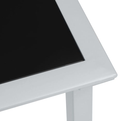 310541 Garden Table Black and Silver 41x41x45 cm Steel and Glass