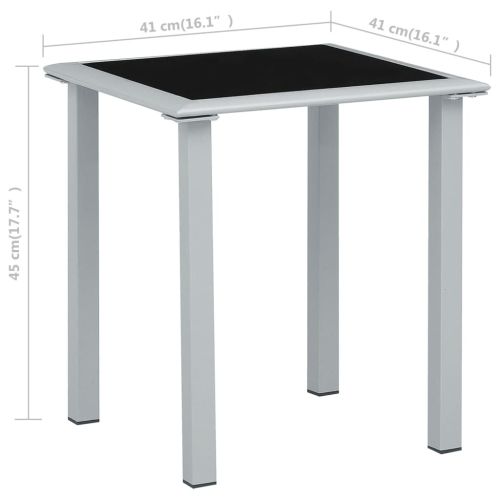 310541 Garden Table Black and Silver 41x41x45 cm Steel and Glass