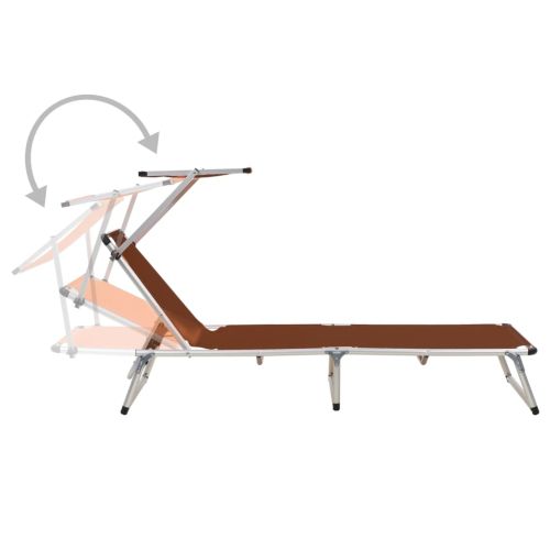 312461 Folding Sun Loungers with Roof 2 pcs Aluminium&Textilene Brown
