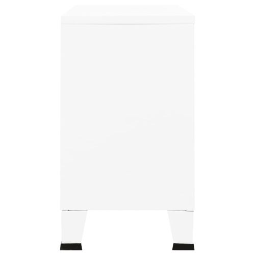 Индустриален бюфет, бял, 105x35x62 см, метал и стъкло