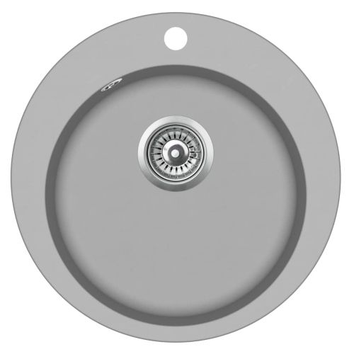 Гранитна кухненска мивка с едно корито, кръгла, сива
