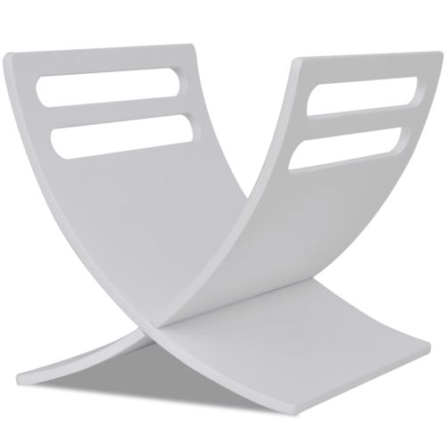 Дървена поставка за списания, подова, бяла