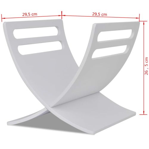 Дървена поставка за списания, подова, бяла