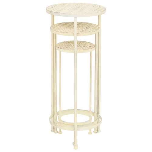 Цветарник, 3 части, винтидж стил, метал, антично бял