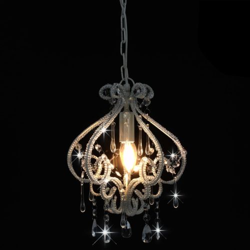 Полилей с кристали, бял, кръгъл, E14