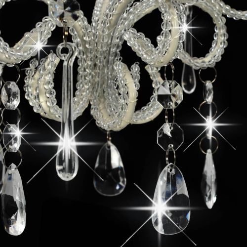 Полилей с кристали, бял, кръгъл, E14