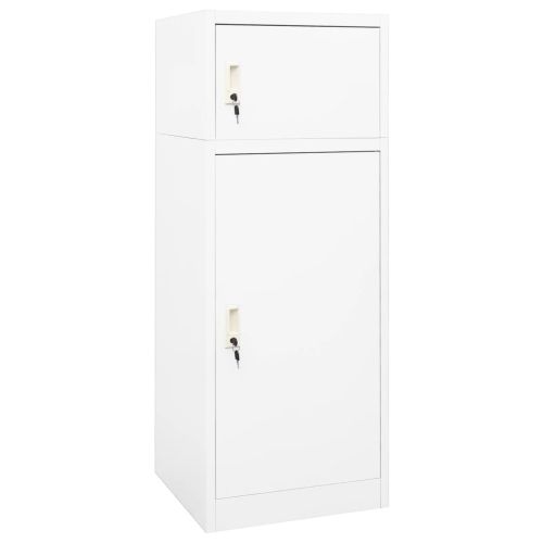 Шкаф за екипировка за езда, бял, 53x53x140 см, стомана