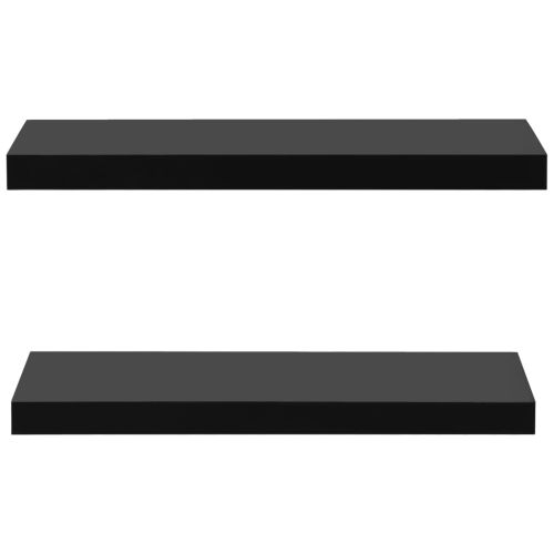 Окачени стенни рафтове, 2 бр, черни, 60x20x3,8 см