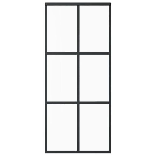 Плъзгаща врата, ESG стъкло и алуминий, 90x205 см, черна