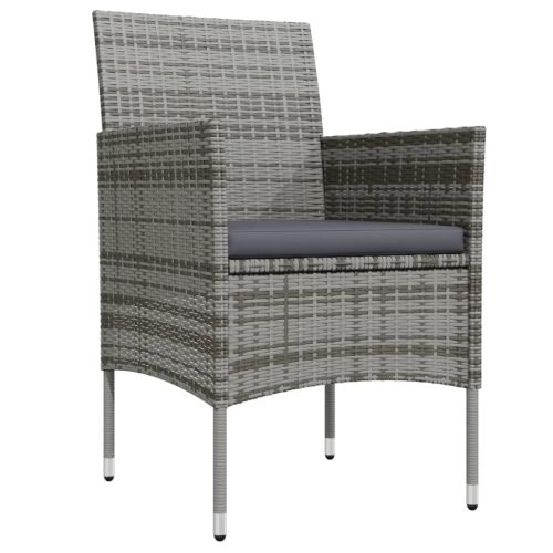 Градински трапезен комплект 3 части с възглавници сиво и черно