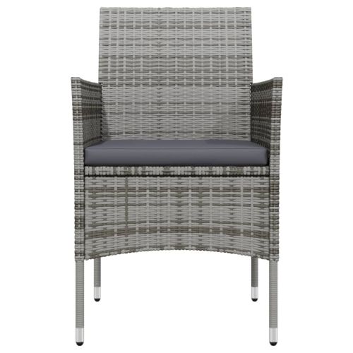 Градински трапезен комплект с възглавници 5 части, сиво и черно