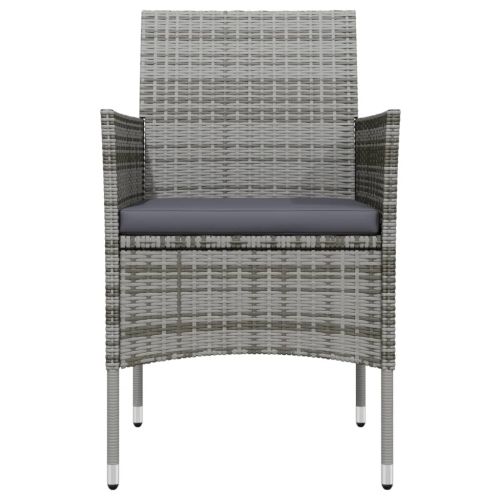 Градински трапезен комплект с възглавници 7 части сиво и черно