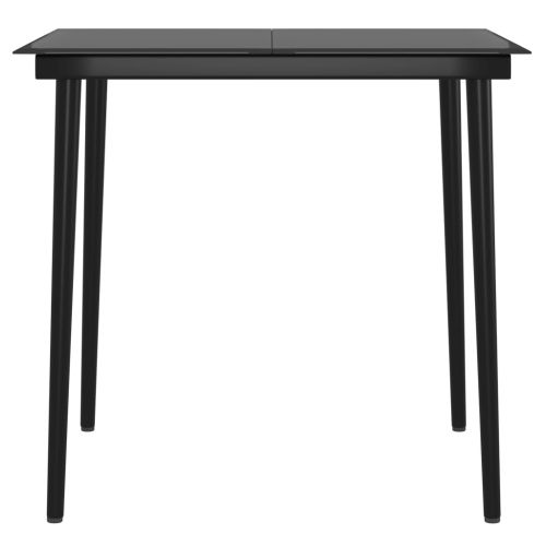 Градински трапезен комплект от 5 части с възглавници черен