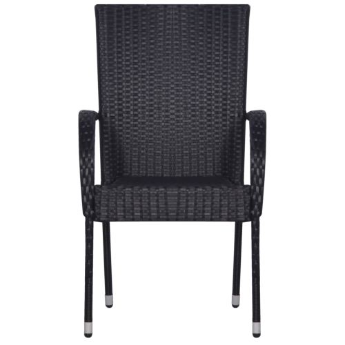 Градински трапезен комплект, 3 части, черен