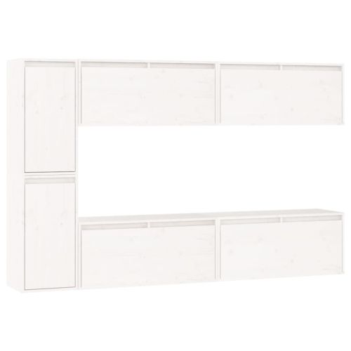 ТВ Шкафове, 6 бр, бели, бор масив