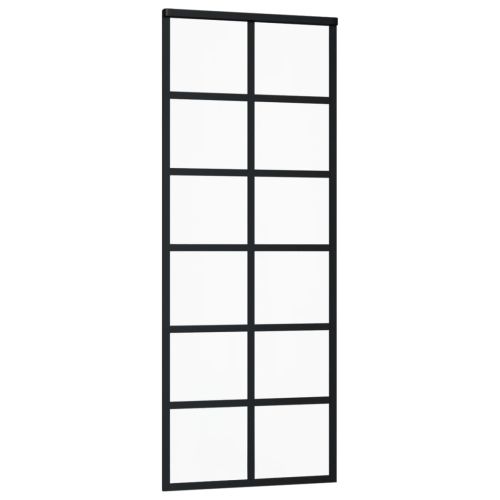 Плъзгаща врата, ESG стъкло и алуминий, 76x205 см, черна