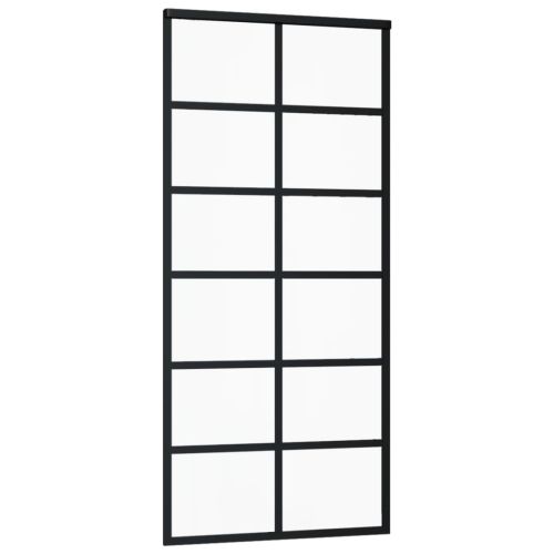 Плъзгаща врата, ESG стъкло и алуминий, 90x205 см, черна