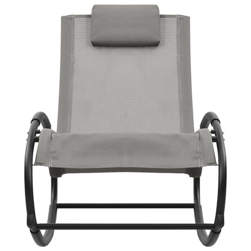 Шезлонг с възглавница, стомана и textilene, сив