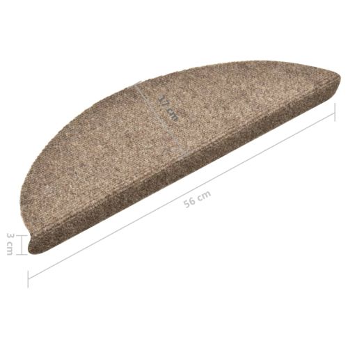 Изтривалки за стълби, самозалепващи се, 15 бр., 56x17x3 см, бежови, полукръгли