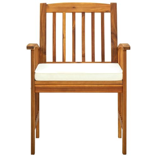 Градински трапезни столове с възглавници, 2 бр, акация масив