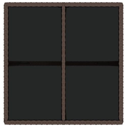 Градинска маса, кафява, 109x107x74 см, полиратан и стъкло