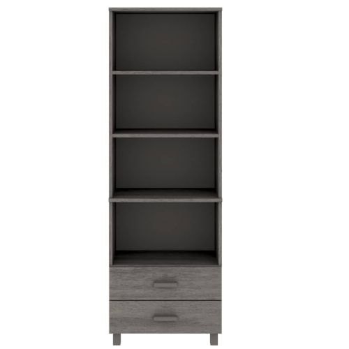 Висок шкаф HAMAR, светлосив, 60x35x180 см, борово дърво масив
