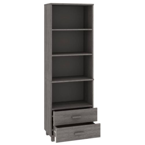 Висок шкаф HAMAR, светлосив, 60x35x180 см, борово дърво масив