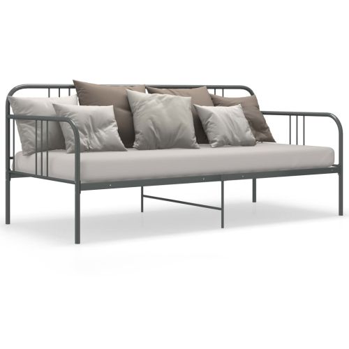 324751 Sofa Bed Frame Grey Metal 90x200 cm
