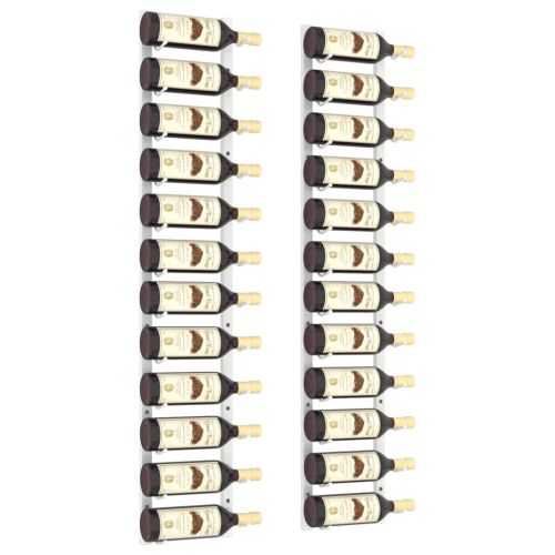 Стойки за вино за 12 бутилки, стенен монтаж, 2 бр, бели, желязо