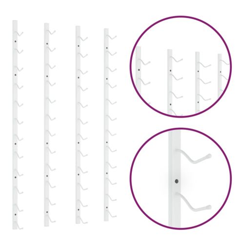 Стойки за вино за 12 бутилки, стенен монтаж, 2 бр, бели, желязо