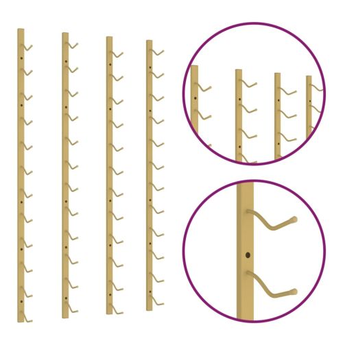 Стойки за вино за 12 бутилки стенен монтаж 2 бр златисти желязо