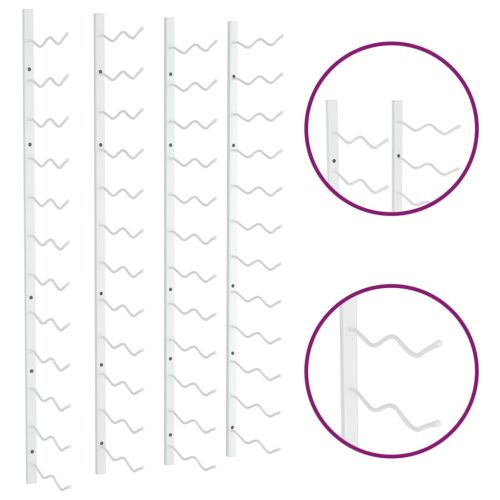 Стойки за вино за 24 бутилки, стенен монтаж, 2 бр, бели, желязо
