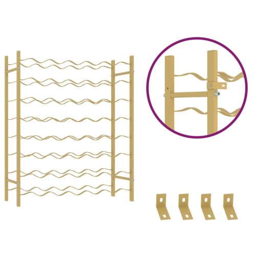 Стойка за вино за 48 бутилки, златиста, метална