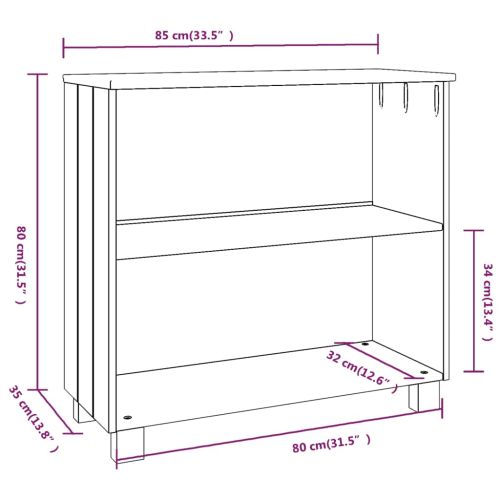 Сайдборд HAMAR, бял, 85x35x80 см, борово дърво масив