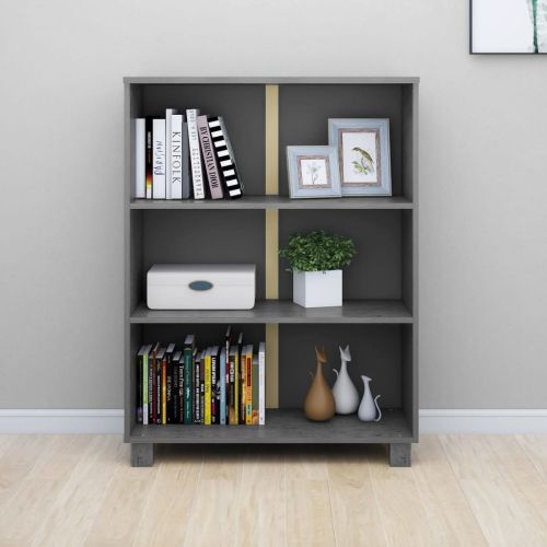 Шкаф за книги HAMAR, тъмносив, 85x35x112 см, борово дърво масив