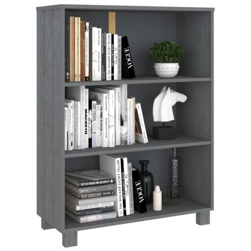 Шкаф за книги HAMAR, тъмносив, 85x35x112 см, борово дърво масив