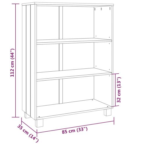 Шкаф за книги HAMAR, тъмносив, 85x35x112 см, борово дърво масив