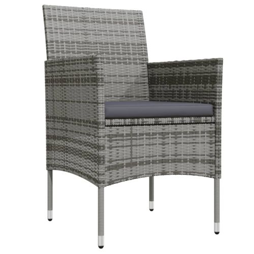 Градински трапезен комплект с възглавници 7 части сиво и черно