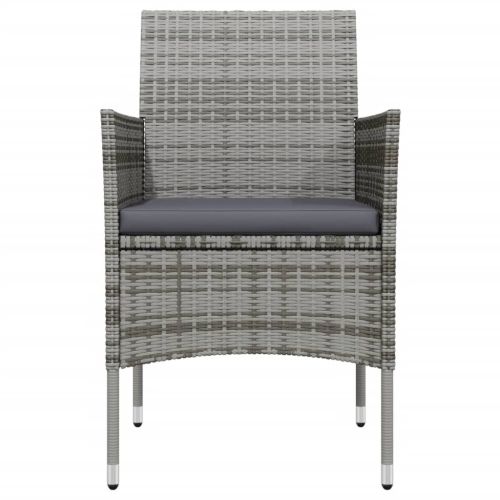 Градински трапезен комплект 9 части с възглавници сиво и черно