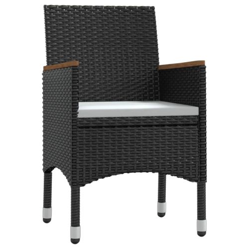 Градински трапезен комплект с възглавници 7 части черен