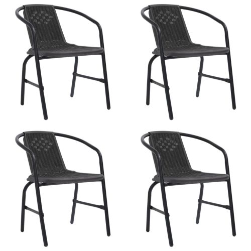 Градински столове, 4 бр, пластмасов ратан и стомана, 110 кг