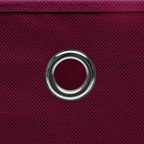 Кутии за съхранение 10 бр тъмночервени 32x32x32 см плат