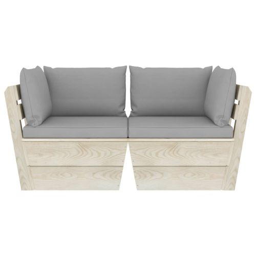 Градински 2-местен палетен диван възглавници импрегниран смърч