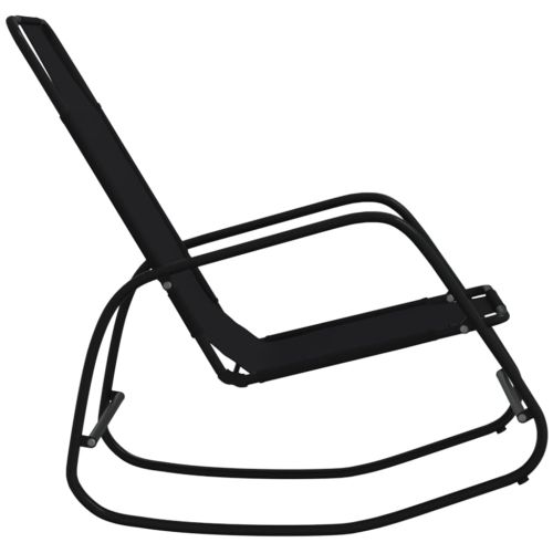 Люлеещи се шезлонги, 2 бр, черни, стомана и textilene